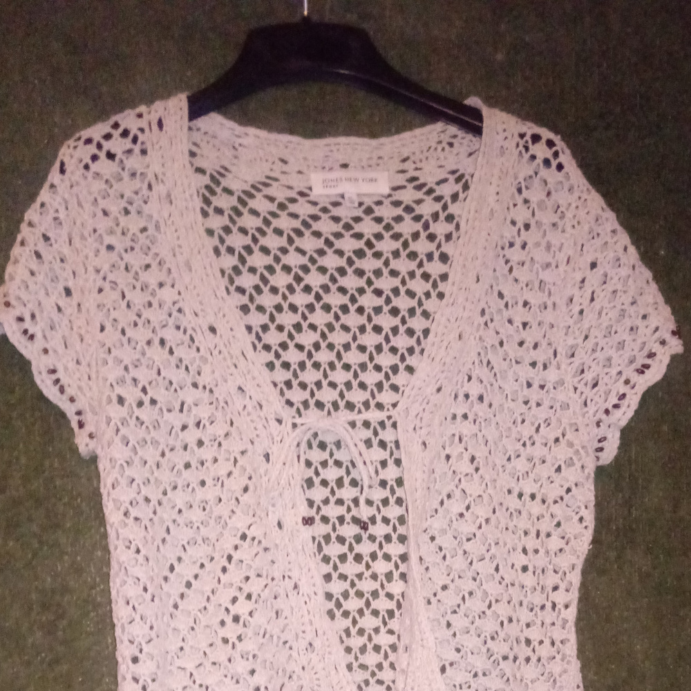 Jones New York women short sleeve sweater white XL